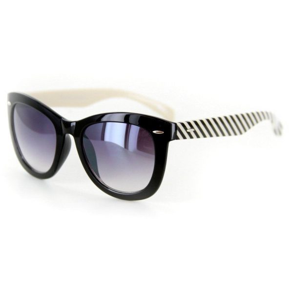 "Amalfi" Vintage-Inspired Wayfarer Sunglasses with Mod Striped Arms - 100% UV